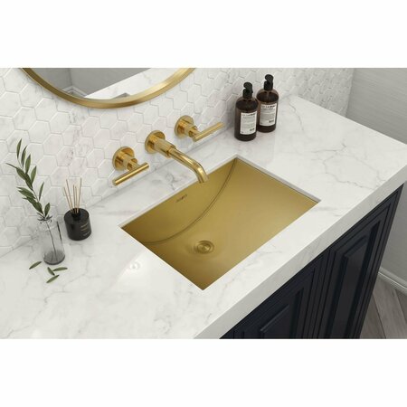 Ruvati 16 x 11 inch Brushed Gold Polished Brass Rectangular Bathroom Sink Undermount RVH6107GG